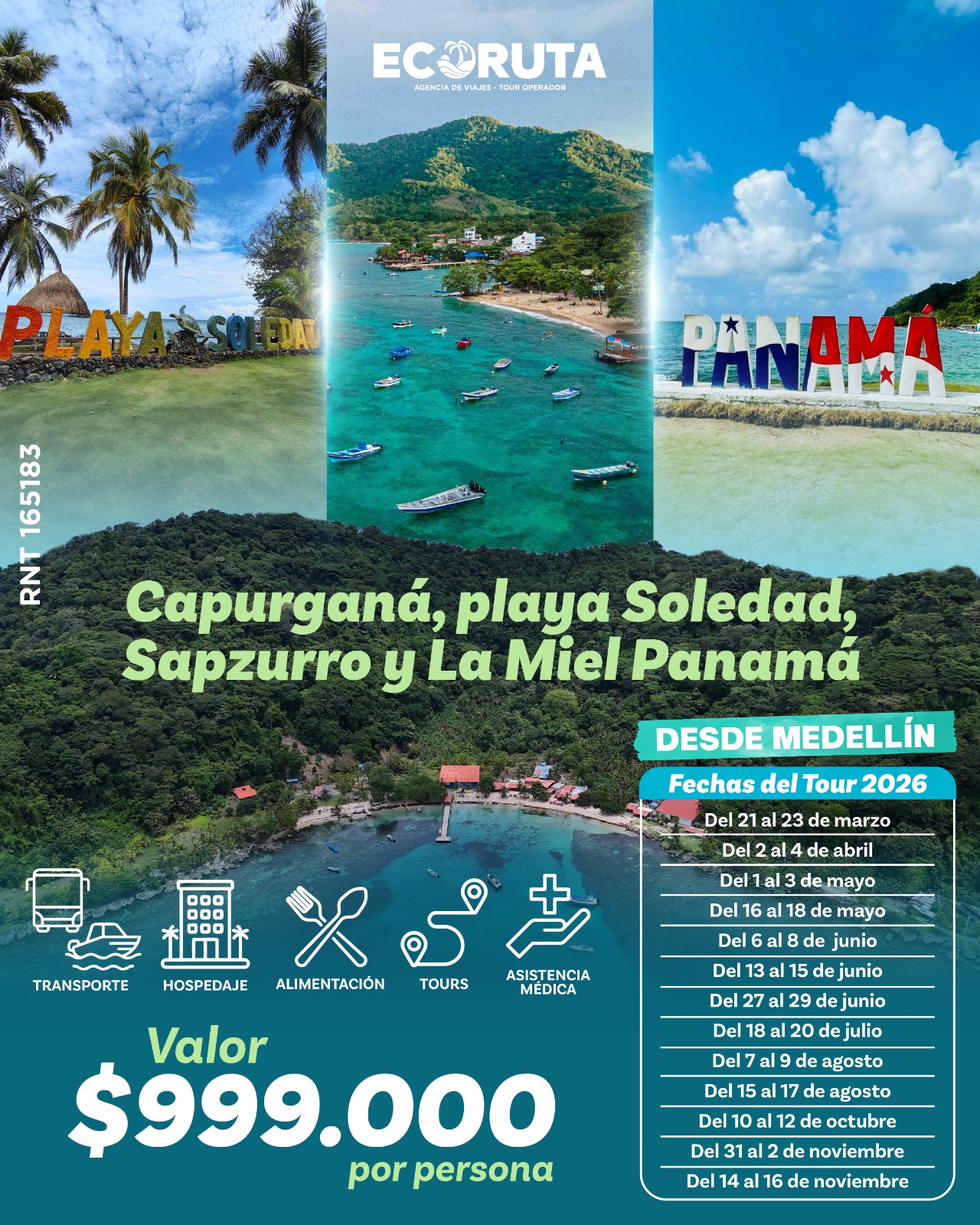 VISITA CAPURGANA, PLAYA SOLEDAD, SAPZURRO Y LA MIEL PANAMA